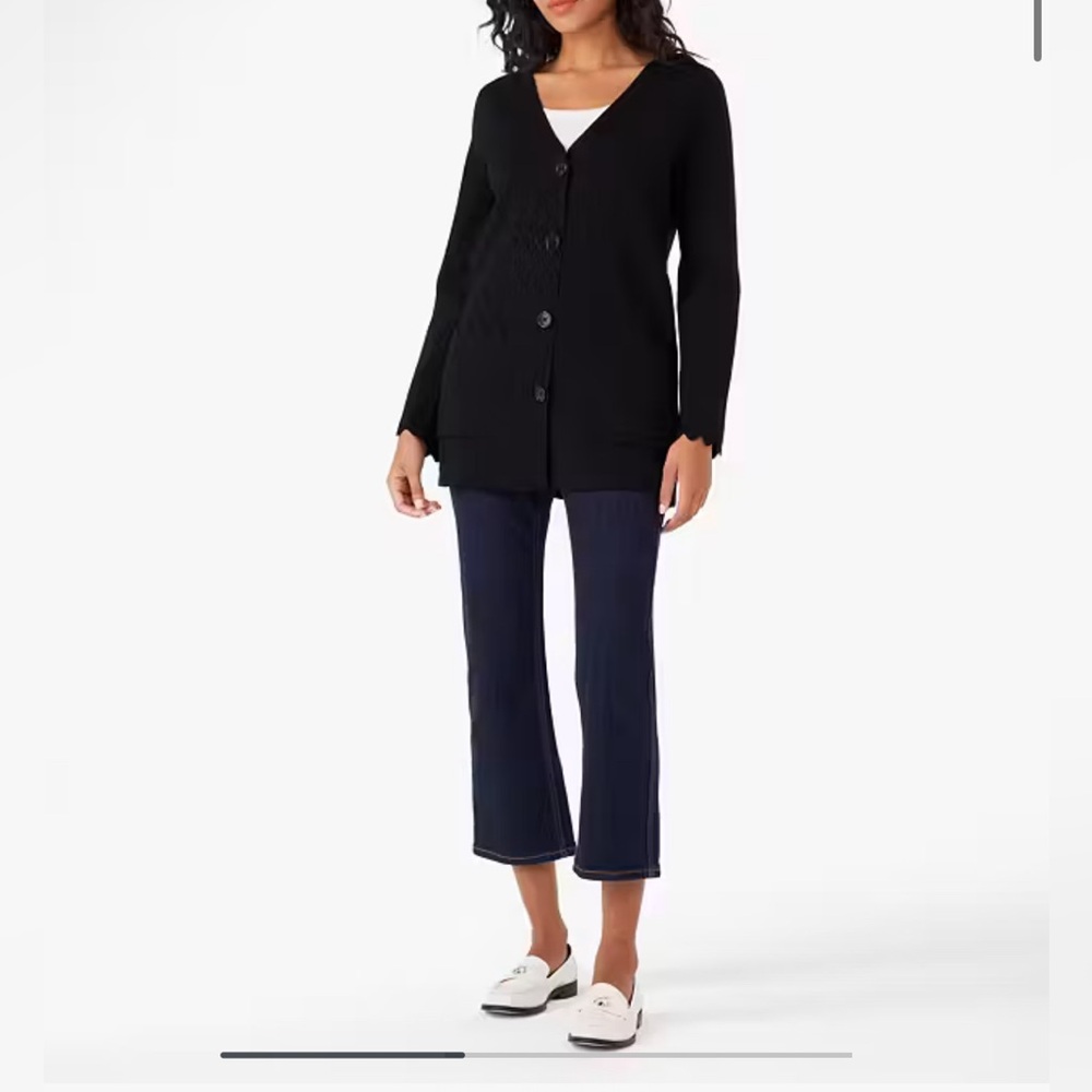 Kate Spade Black Scalloped Sweater Blazer - Size Small